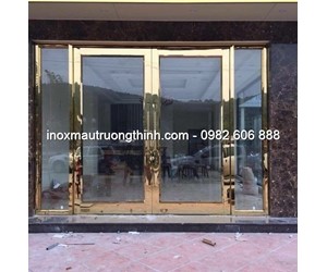 Mẫu Cửa chính inox mạ vàng